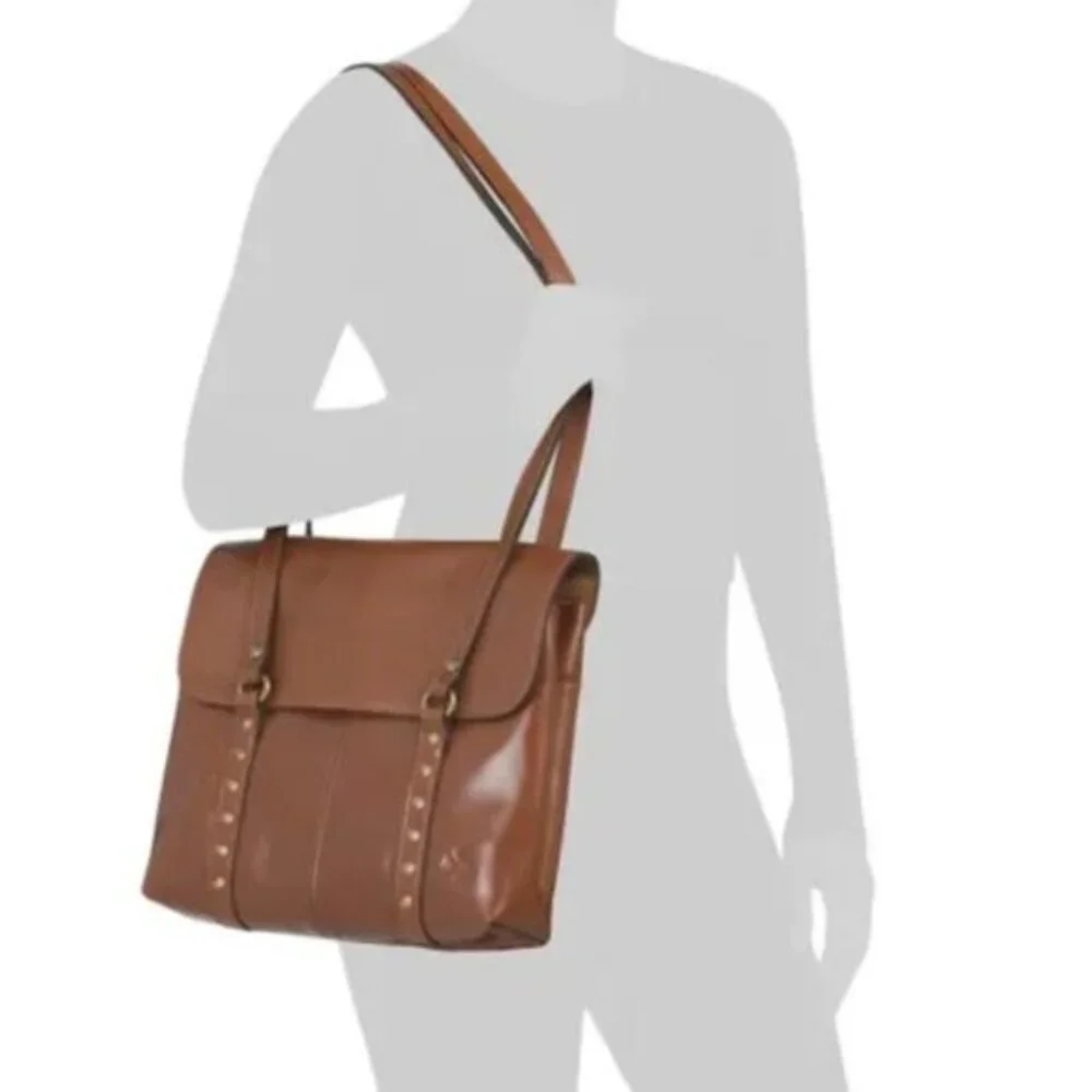 PATRICIA NASH Tan Heritage Leather Amersham Multi Pocket Messenger Bag
